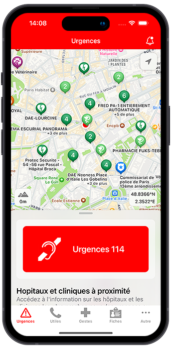 L'application gratuite Urgences pour iPhone avec la fonctionnalité d'envoi de SMS au service d'urgence 114 pour les sourds et malentendants